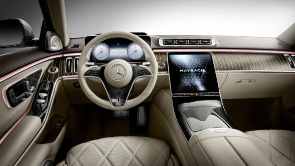 Wallpaper Desktop, Cars, Interior, Mercedes-Maybach, 580, 2021