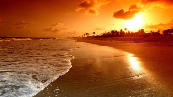 Wallpaper Seashore, Sand, And, Sunset, Desktop, Side, With
