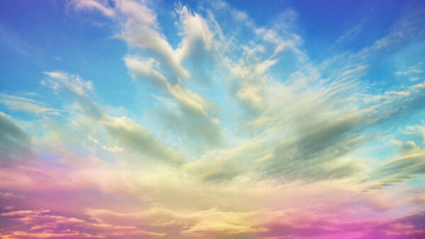 Wallpaper Cloudy, Sky, Blue, Pink, White
