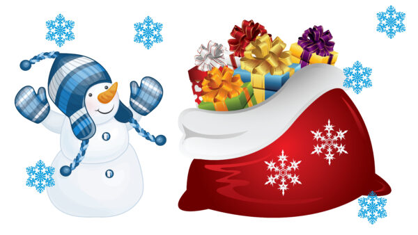 Wallpaper Mobile, Snowman, Boxes, Claus, Desktop, Christmas, Santa, Gift, Snowflakes, Cap