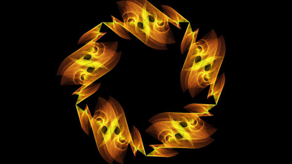 Wallpaper Black, Background, Pattern, Fractal, Abstract, Art, Shapes, Yellow