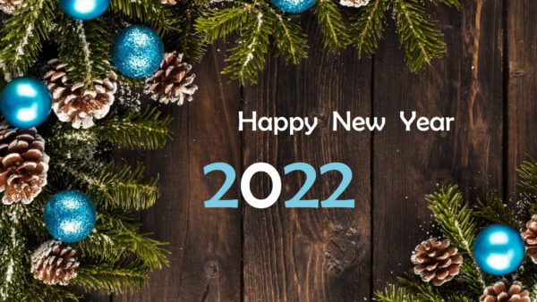 Wallpaper 2022, Glitter, Happy, Balls, Decoration, New, Year, Blue