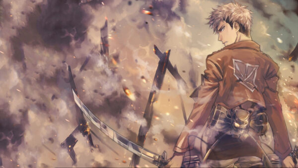 Wallpaper Ackerman, Levi, Titan, Backside, Attack