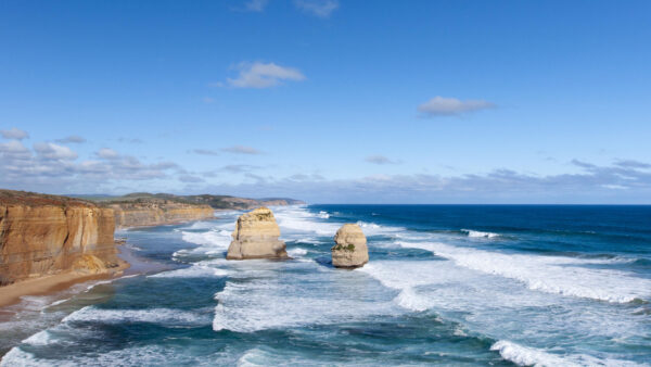 Wallpaper Rocks, Sea, Daytime, Under, Waves, During, Blue, Ocean, Coast, Sky, Nature