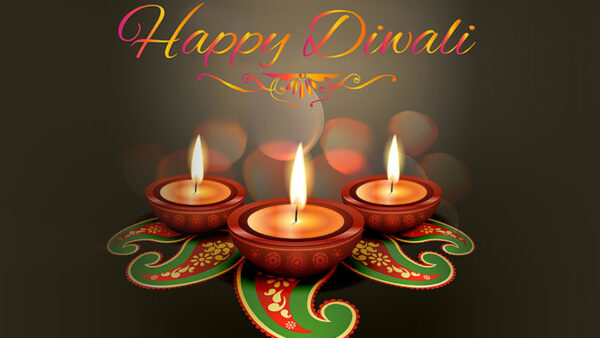 Wallpaper Diwali, Happy, Lamps, Fire, With, Colorful, Background