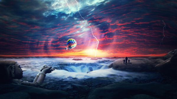 Wallpaper Sunset, Heaven, Airballons