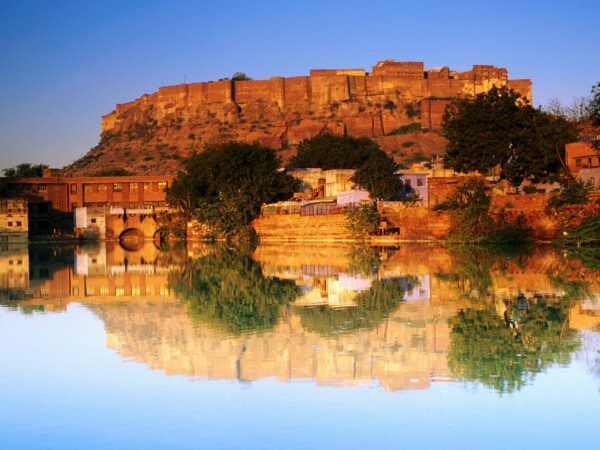 Wallpaper Fort, Sunset, India, Reflected