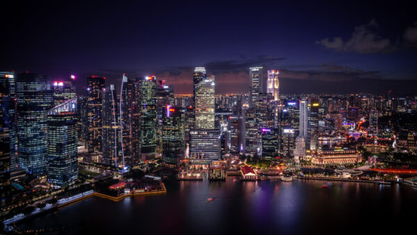 Wallpaper Singapore, Panoramic, Cityscape