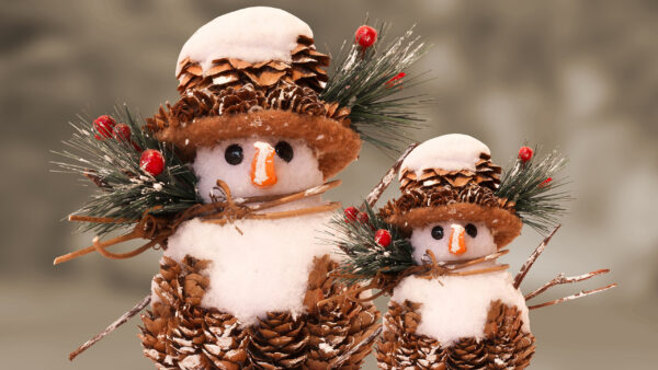 Wallpaper Christmas, Desktop, Cone, Snowman, Pine