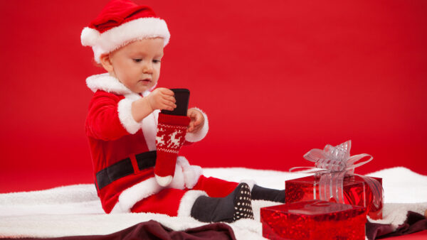 Wallpaper Phone, Gifts, Front, Wearing, Mobile, Baby, Christmas, Dress, Cute, Desktop