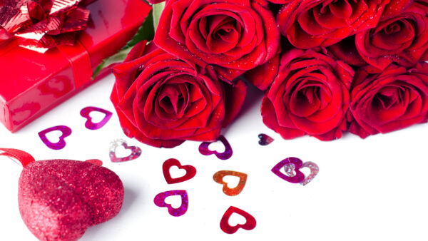Wallpaper Red, Mobile, Glittering, Day, Valentines, Roses, Hearts, Desktop, With