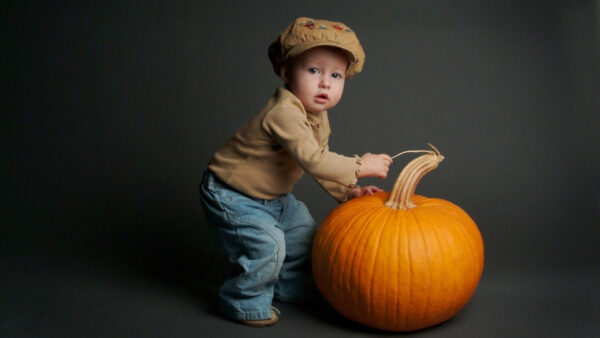 Wallpaper Child, With, Pumpkin, Cute, Desktop, Nice