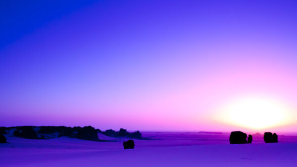 Wallpaper Horizon, Algeria, Purple, African, Africa, Tassili, Sunrise, N’Ajjer, Dune, Sahara, Sand