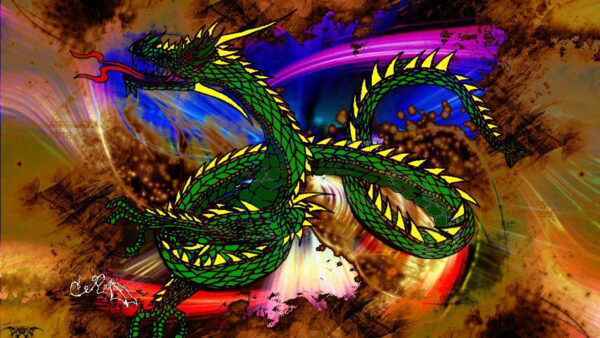 Wallpaper Desktop, Green, Dragon, Trippy