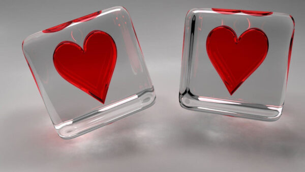 Wallpaper Red, Shapes, Glass, Love, Heart