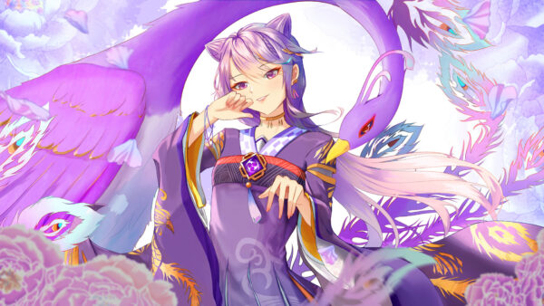 Wallpaper Keqing, Purple, Eyes, Hair, Impact, Genshin