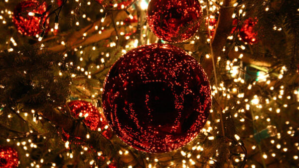 Wallpaper Christmas, Lights, Ball, Desktop, Red