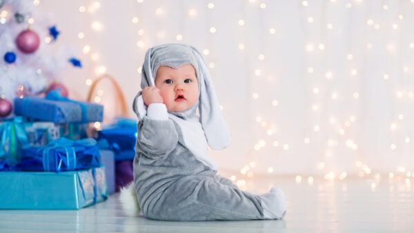 Wallpaper Dress, White, Sitting, Background, Wearing, Cute, Lights, Little, Floor, WALL, Elephant, Boy