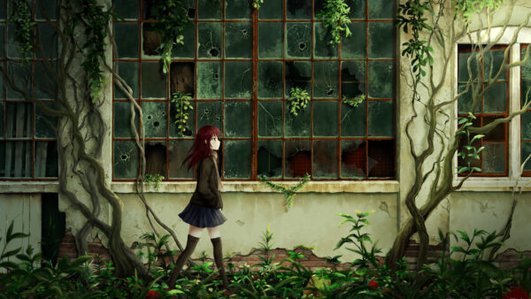Wallpaper School, Anime, Uniform, Redhead, With, Girl