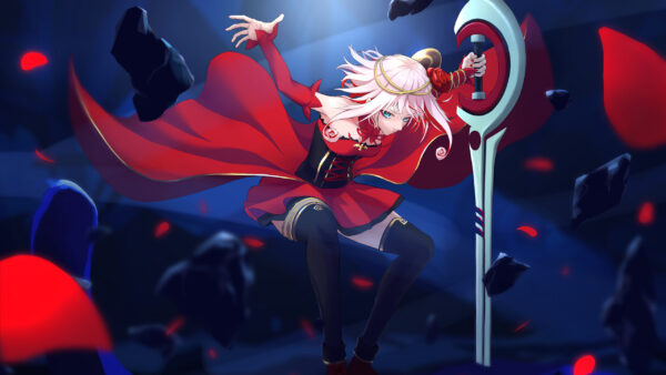 Wallpaper Dress, Blue, Red, Eyes, Anime, With, Girl