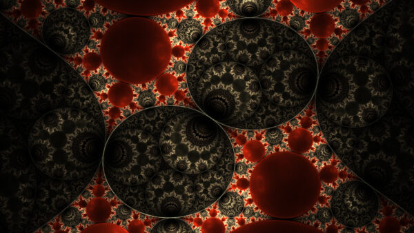 Wallpaper Circles, Black, Red, Design, Pattern, Art, Abstract, Fractal