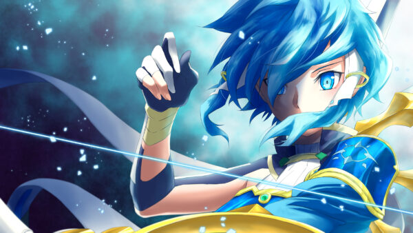 Wallpaper Sinon, Online, Eyes, Art, Sword, Blue, Hair