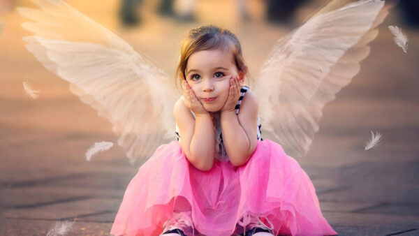 Wallpaper Wings, With, Beautiful, Desktop, Girl, Little, Cute