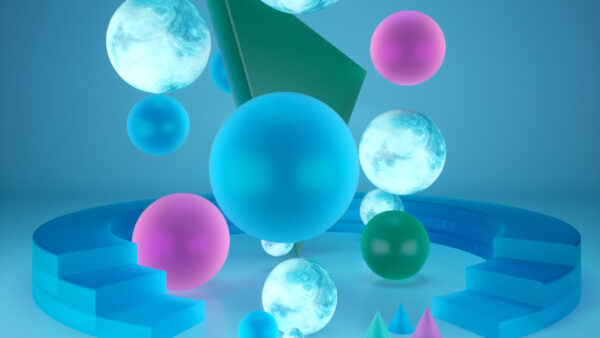 Wallpaper Geometric, Blue, Balls, Purple, Abstract, Shapes, Desktop