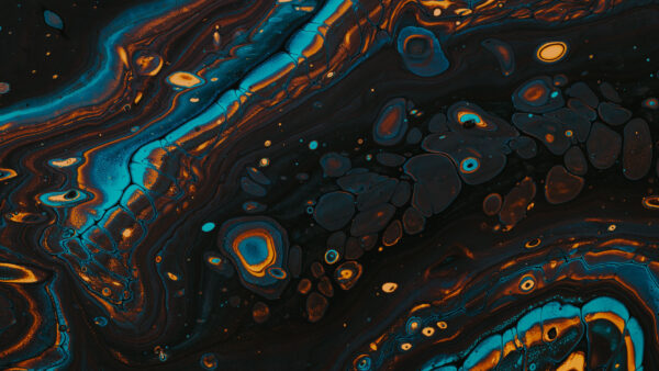 Wallpaper Black, Desktop, Abstract, Stains, Paint, Blue, Spots