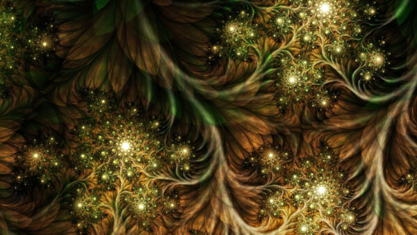 Wallpaper Brown, Fractal, Green, Glittering, Abstract, Desktop