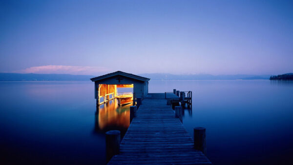 Wallpaper Boat, Hut, Wood, Nature, Dock, River