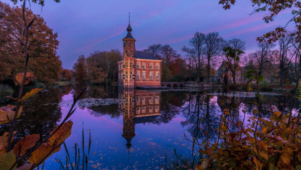 Wallpaper Netherlands, Pond, Castle, Fall, Travel, Reflection, Park, Desktop, With