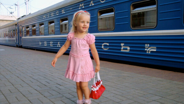 Wallpaper Dress, Girl, Train, Blue, Wearing, Standing, Desktop, Little, Pink, Background, Cute