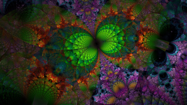 Wallpaper Shapes, Circle, Abstract, Art, Fractal, Green