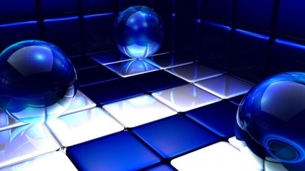 Wallpaper White, Blue, Cubes, Geometric, Abstract, Balls, Abstraction