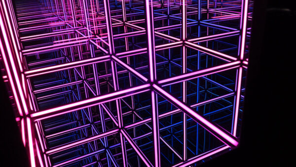 Wallpaper Dark, Lines, Purple, Neon, Cubes, Light, Background, Mobile, Blue, Desktop