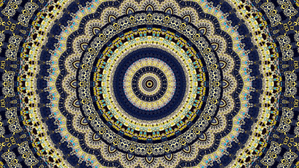 Wallpaper Kaleidoscope, Blue, Circles, Pattern, Art, Abstract, Yellow