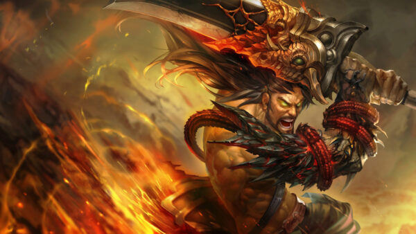 Wallpaper Legends, League, Sword, Tryndamere, With, Green, Eyes