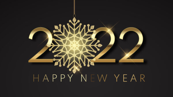 Wallpaper Glitter, Golden, Year, Snowflake, Background, 2022, New, Happy, Black