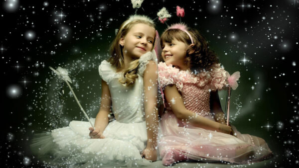 Wallpaper Background, Beautiful, Angel, Cute, Little, Stars, Glittering, Girl, Angels