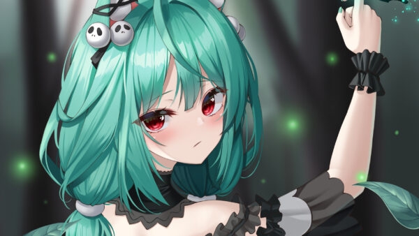 Wallpaper Hair, Girl, Anime, Eyes, Green, Red