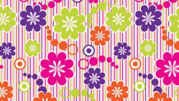 Wallpaper Orange, Violet, Pink, Spoonflower, Green, Art, Flowers, Desktop