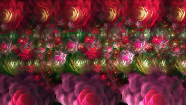 Wallpaper Fractal, Flowers, Trippy, Bright