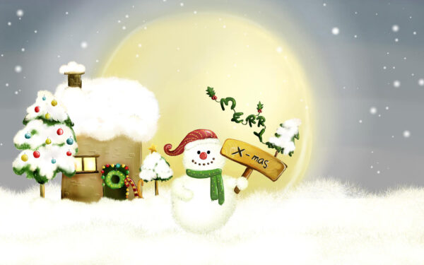 Wallpaper Snowman, Xmas, Merry
