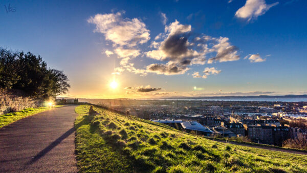 Wallpaper Blue, During, Edinburgh, Nature, Panorama, Scotland, Background, Clouds, With, And, Sunset, Desktop, Sky