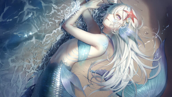Wallpaper Anime, Girl, Mermaid