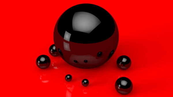Wallpaper Sphere, Digital, Red, Reflection, CGI, Art, Black, Ball, Abstract