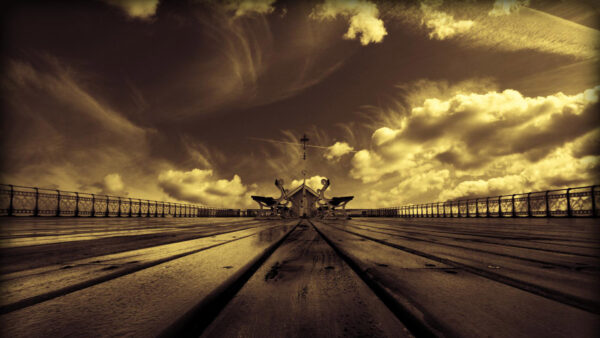 Wallpaper Sky, Cloudy, Bridge, Above, Yellow, Desktop