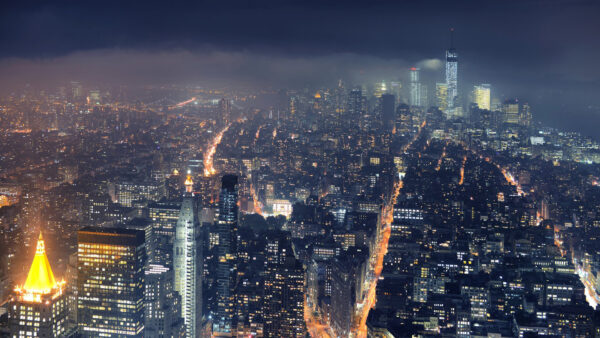 Wallpaper Nighttime, Desktop, York, Lights, With, Building, New, During