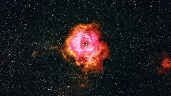 Wallpaper Nebula, Space, Rosette, Stars, Black, Galaxy, Pink, Orange